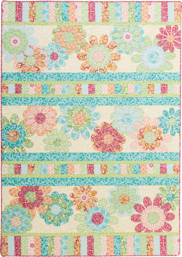 "Flora" feminine birthday quilt front